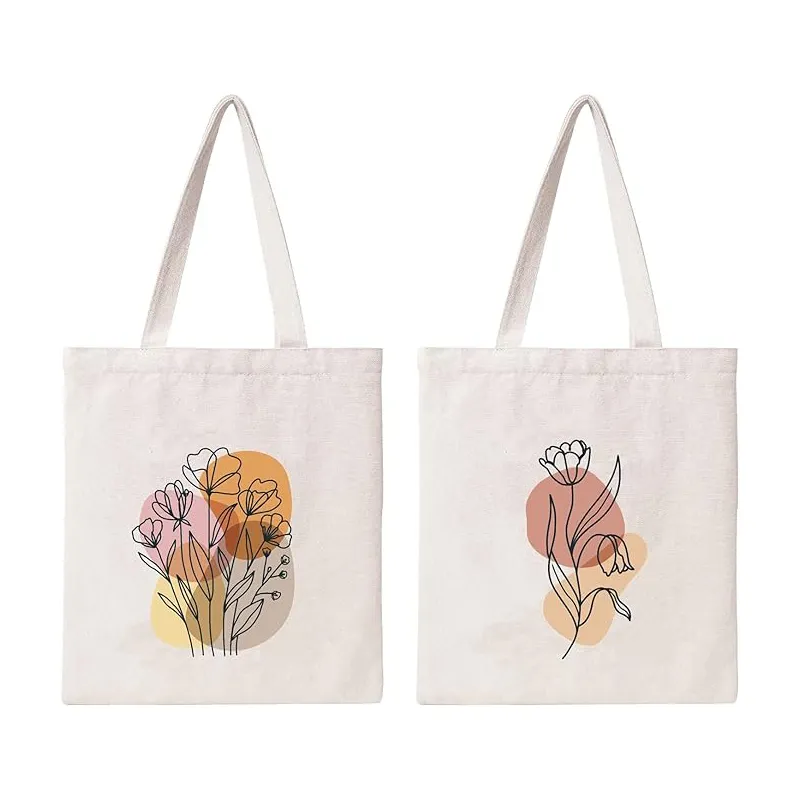 Ympäristöystävällinen tavallinen tyhjä puuvillakangas käsilaukku DIY Räätälöity logo Painettu ostoskassi Valkoinen tai alkuperäinen värilahja